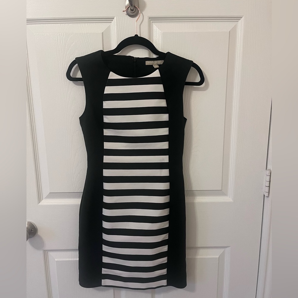 Banana Republic black and white fitted dress